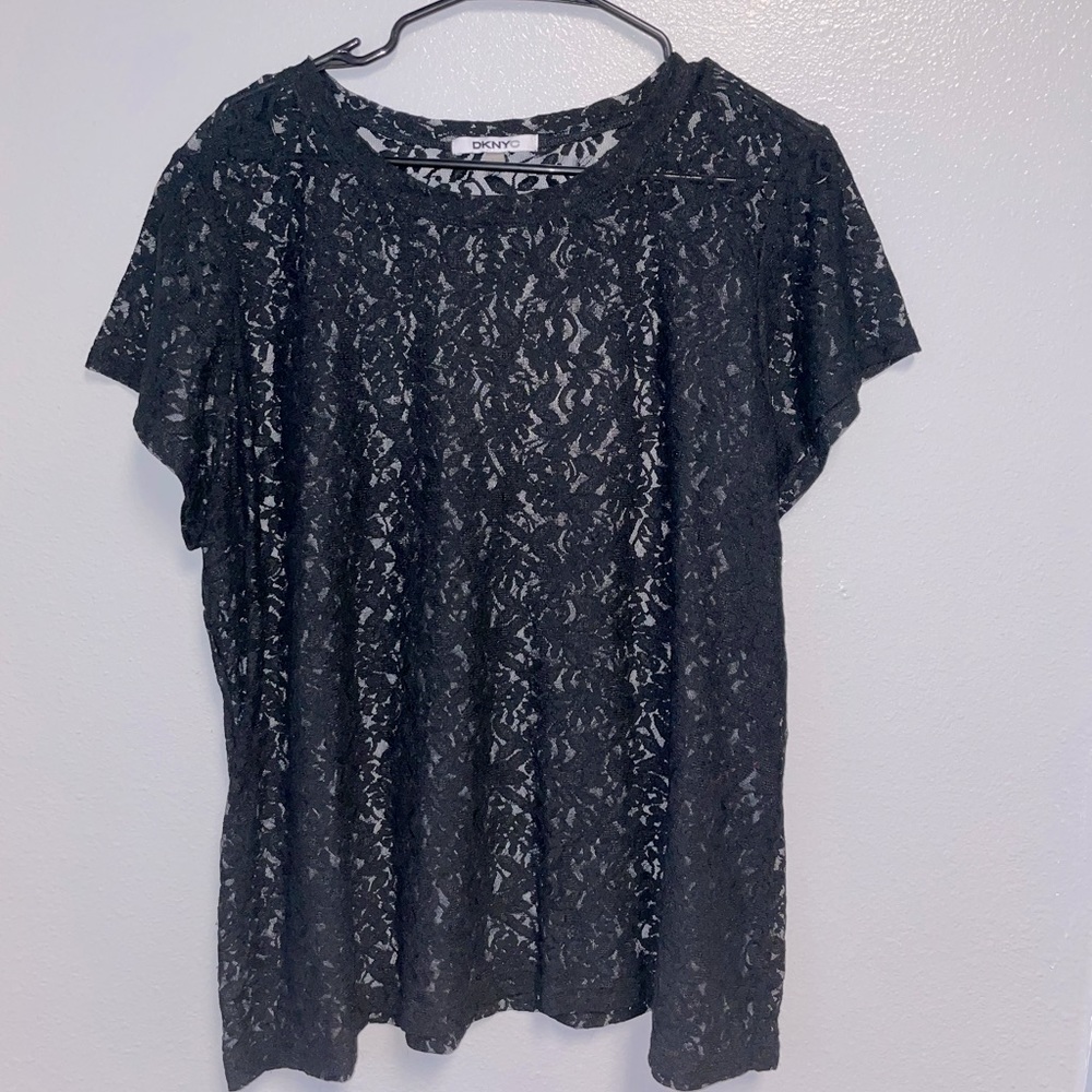 New 2XL Black Mesh Top DKNYC